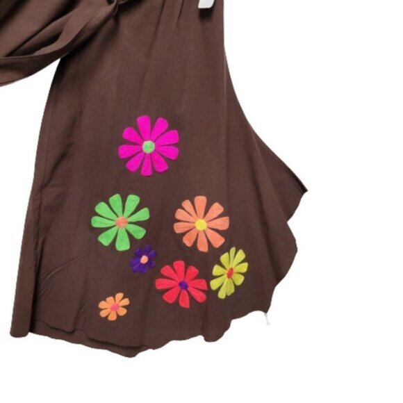 Capris Cotton Culottes, Wide Leg Capri Pants with colorful Floral Applique-NEW - Picture 4 of 12